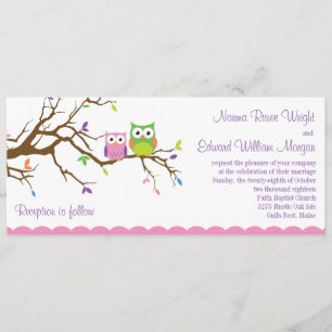 Cute Owl Wedding Invitation Kaart