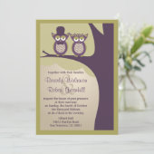 Cute Owl Wedding Invitations Kaart (Staand voorkant)