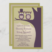 Cute Owl Wedding Invitations Kaart (Voorkant / Achterkant)