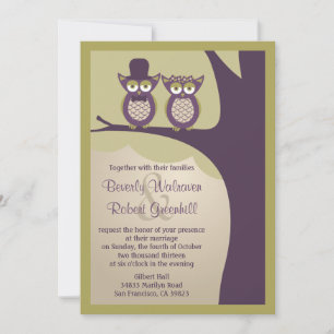 Cute Owl Wedding Invitations Kaart