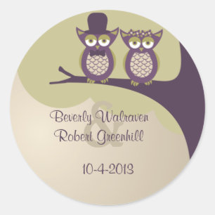 Cute Owl Wedding Stickers