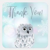 Cute Owl | Winterdank Vierkante Sticker (Voorkant)