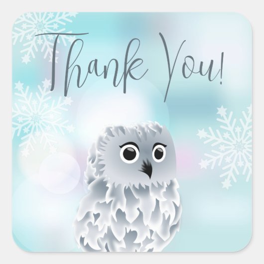 Cute Owl | Winterdank Vierkante Sticker (Voorkant)