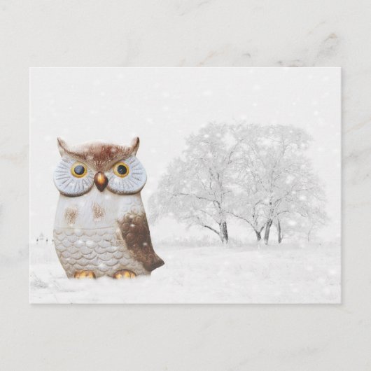 Cute Owl Wintry Snow-kerstfeestdag Feestdagenkaart (Voorkant)