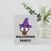 Cute owl witch Halloween Party Invitation Kaart (Staand voorkant)