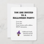 Cute owl witch Halloween Party Invitation Kaart (Achterkant)