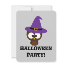 Cute owl witch Halloween Party Invitation