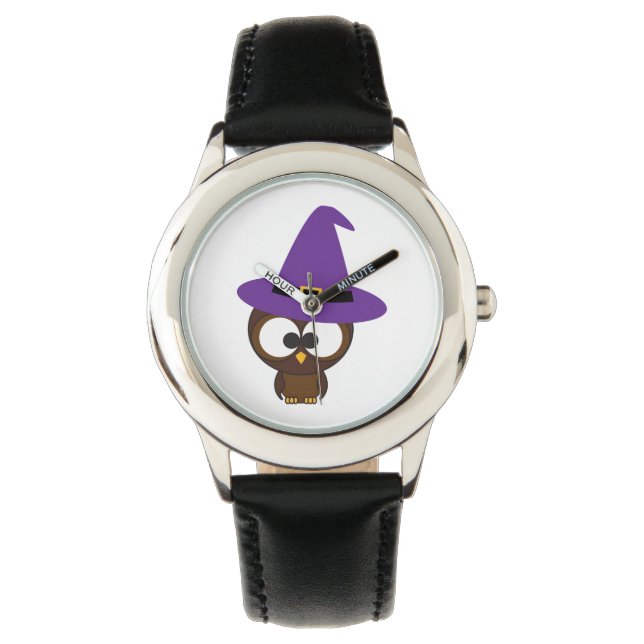 Cute Owl Witch Horloge (Voorkant)