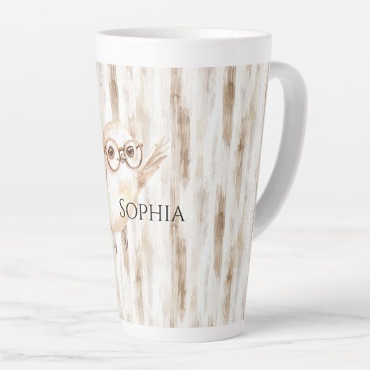 Cute Owl with Glasses  Latte Mok (Rechterhoek)