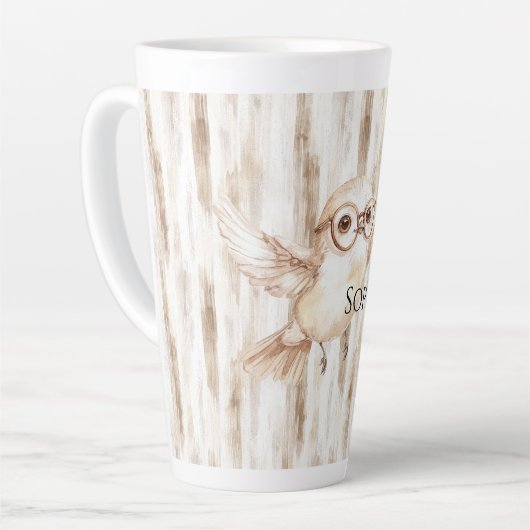 Cute Owl with Glasses Latte Mok (Linkerhoek)