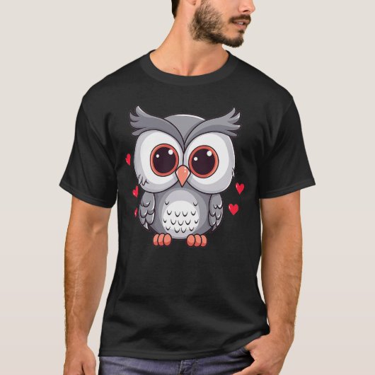 Cute Owl With Hearts I Owl T-shirt (Voorkant)