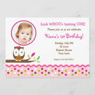 Cute Owl Woodland Foto Birthday Invitations Kaart