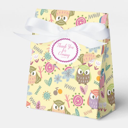 Cute Owl Yellow Favor Box Bedankdoosjes (Voorkant Zijde)