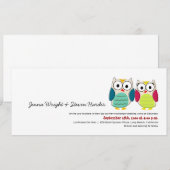 Cute Owls, 4x9 Wedding Invitation Kaart (Voorkant / Achterkant)