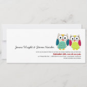 Cute Owls, 4x9 Wedding Invitation Kaart (Voorkant)