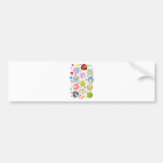Cute Owls and Flowers Patroon Bumpersticker (Voorkant)