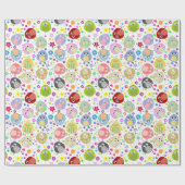 Cute Owls and Flowers Patroon Cadeaupapier (Vlak)