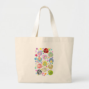 Cute Owls and Flowers Patroon Grote Tote Bag