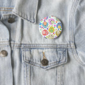 Cute Owls and Flowers Patroon Ronde Button 5,7 Cm (In situ)
