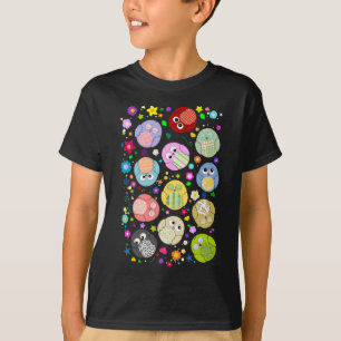 Cute Owls and Flowers Patroon T-shirt