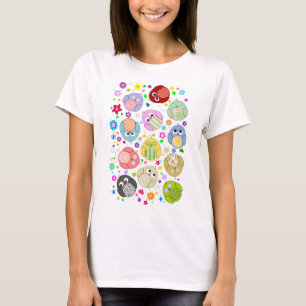 Cute Owls and Flowers Patroon T-shirt