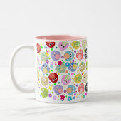 Cute Owls and Flowers Patroon Tweekleurige Koffiemok (Links)
