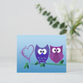 Cute Owls and Heart Briefkaart (Staand voorkant)