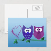 Cute Owls and Heart Briefkaart (Voorkant / Achterkant)