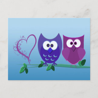 Cute Owls and Heart Briefkaart