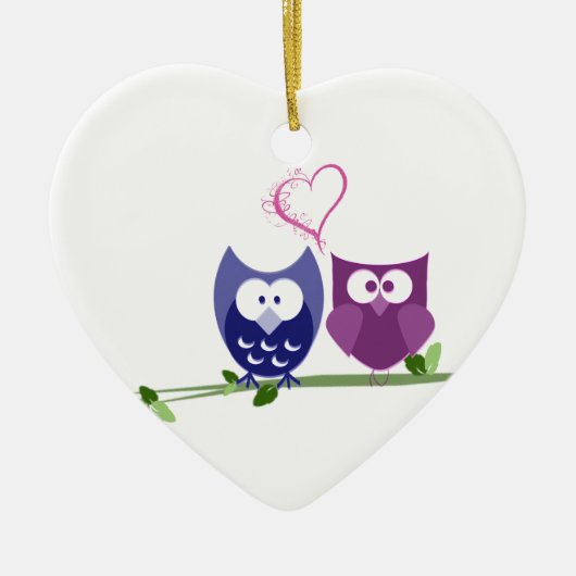Cute Owls and Heart Ornament (Voorkant)