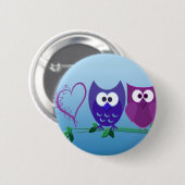 Cute Owls and Heart Ronde Button 5,7 Cm (Voorkant /achterkant)