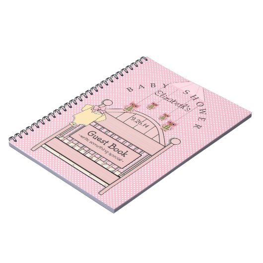 Cute Owls and Wieg Baby shower Guest Book- Notitieboek (Linkerzijde)