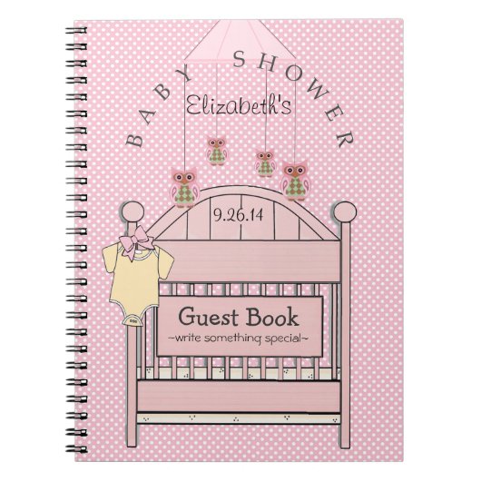 Cute Owls and Wieg Baby shower Guest Book- Notitieboek (Voorkant)