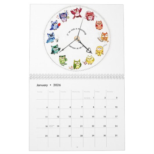 Cute owls art kalender (Jan 2026)