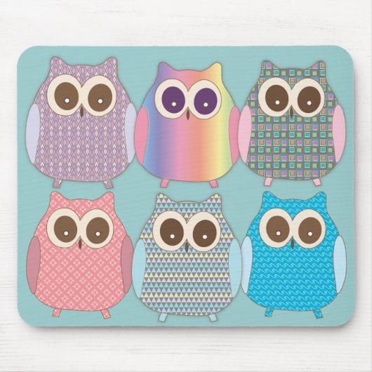 Cute Owls Assorted Colors Muismat (Voorkant)