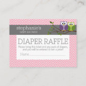 Cute Owls Baby shower Games - Diaper Raffle Informatiekaartje (Achterkant)