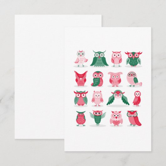 Cute Owls Bedankkaart (Voorkant / Achterkant)