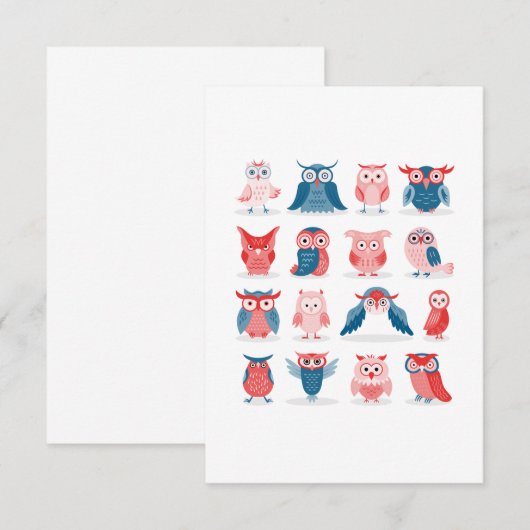 Cute Owls Bedankkaart (Voorkant / Achterkant)