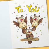 Cute Owls Birthday Wenskaart Bedankkaart
