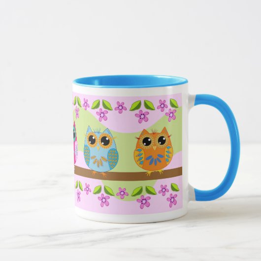 Cute Owls, bloemen and leaves Mok (Rechts)