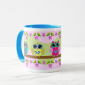 Cute Owls, bloemen and leaves Mok (Voorkant links)