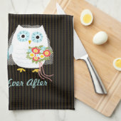 Cute Owls Bride and Groom - Gelukkig ooit daarna Theedoek (Quarter Fold)