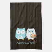 Cute Owls Bride and Groom - Gelukkig ooit daarna Theedoek (Verticaal)
