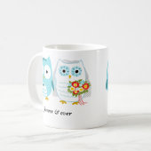 Cute Owls Bride and Groom Passen getrouwd Wedding  Koffiemok (Voorkant links)