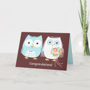 Cute Owls Bride and Groom Wedding Gefeliciteerd Kaart