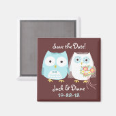 Cute Owls Bride en Groom Save the Wedding Date Magneet (Voorkant / Achterkant)