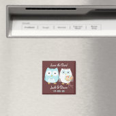 Cute Owls Bride en Groom Save the Wedding Date Magneet (Insitu (Vaatwasser))