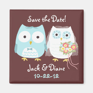 Cute Owls Bride en Groom Save the Wedding Date Magneet