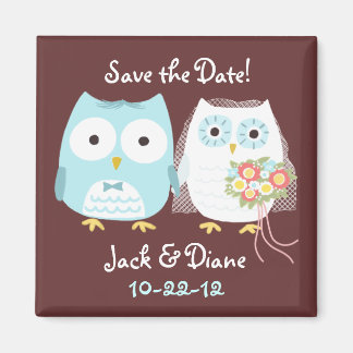 Cute Owls Bride en Groom Save the Wedding Date Magneet