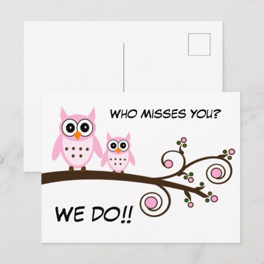 Cute Owls Briefkaart (Voorkant / Achterkant)